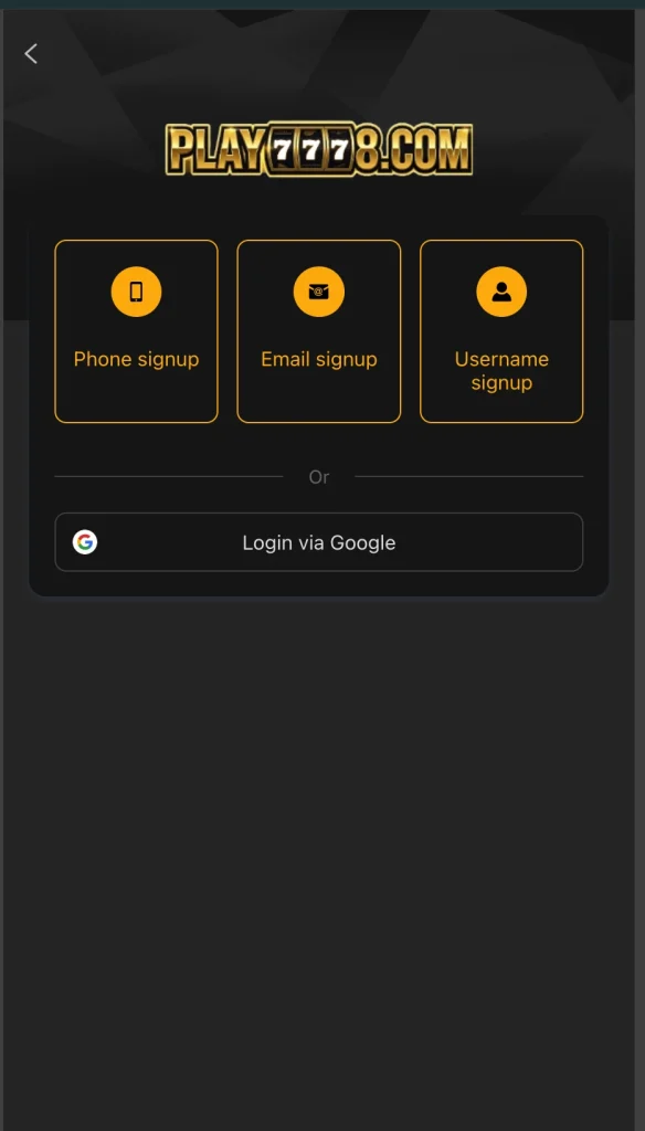 play7778 game signup interface 