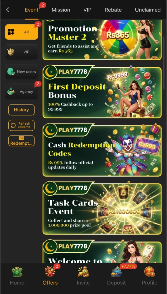 PLAY7778 Game offers 