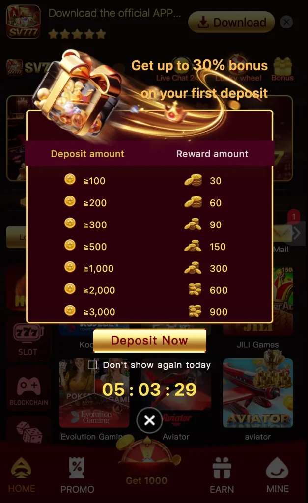 sv777 Deposit bonuses 